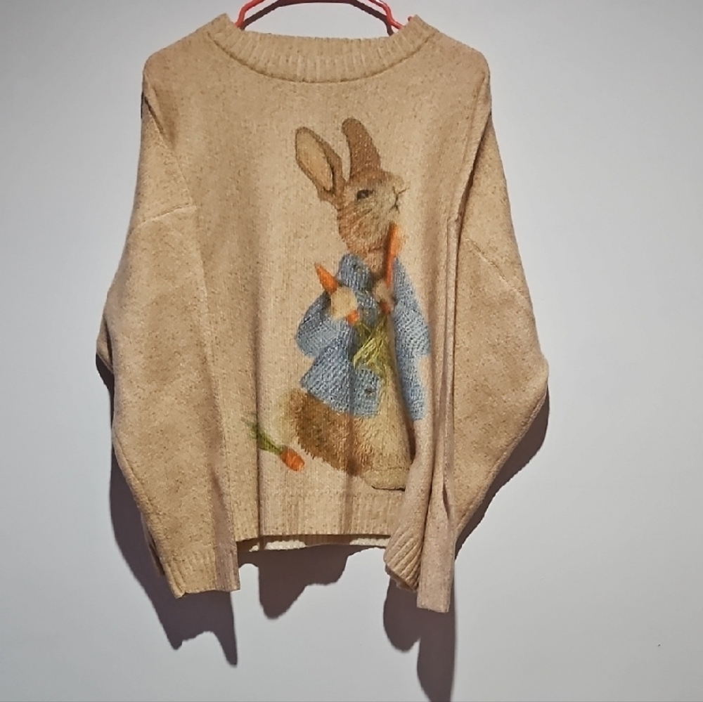 SHEIN Beige Sweater with Rabbit Design